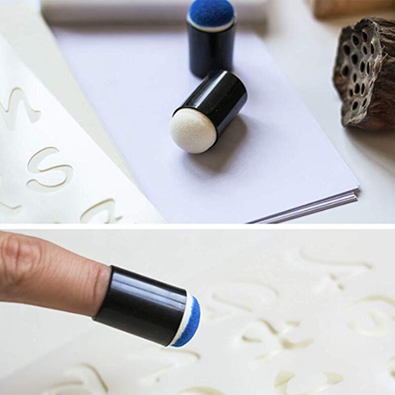 50 Uds esponja para dedos Dauber pintura almohadilla de tinta cepillo para estampación estuche para manualidades herramientas de arte con caja Oficina dibujo escolar DIY Craft