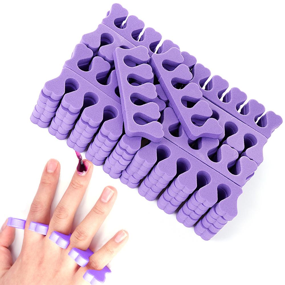 Monja 50 unidades/pacote cor aleatória arte do prego dedos separadores de dedo esponja macia uv gel polonês beleza manicure pedicure ferramenta