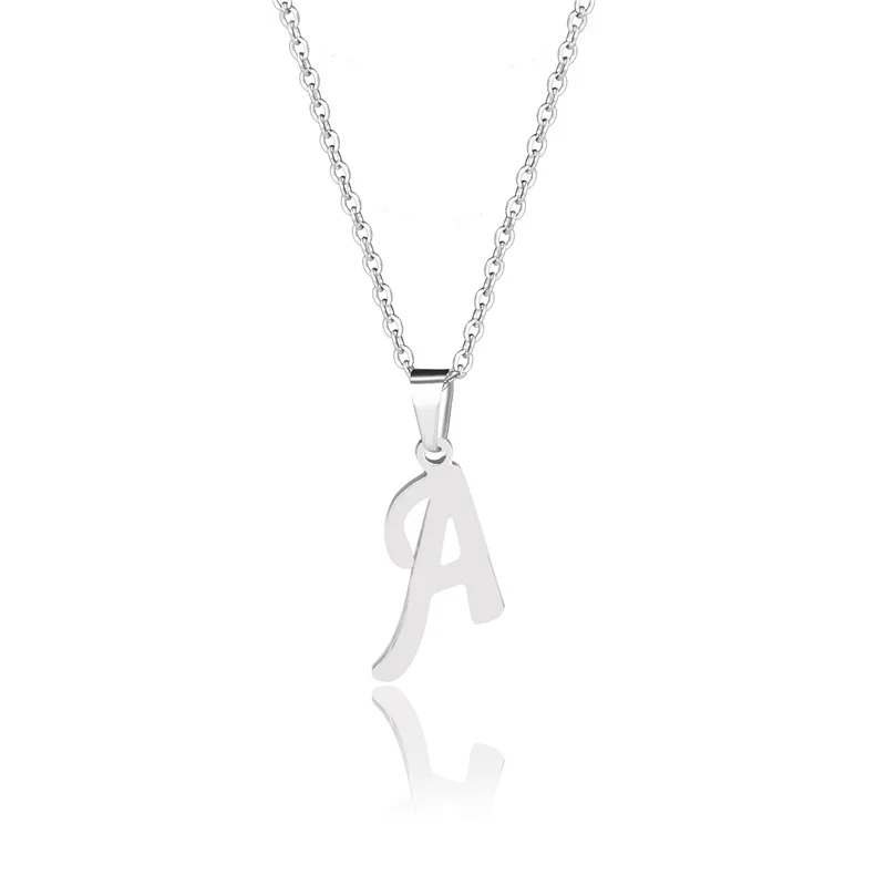 Silber Farbe 26 Briefe Schmuck Englisch Alphabe Halsketten für Frauen Halsband A B C D E F G H I J K L M N O P Q R S T U V W X Y Z