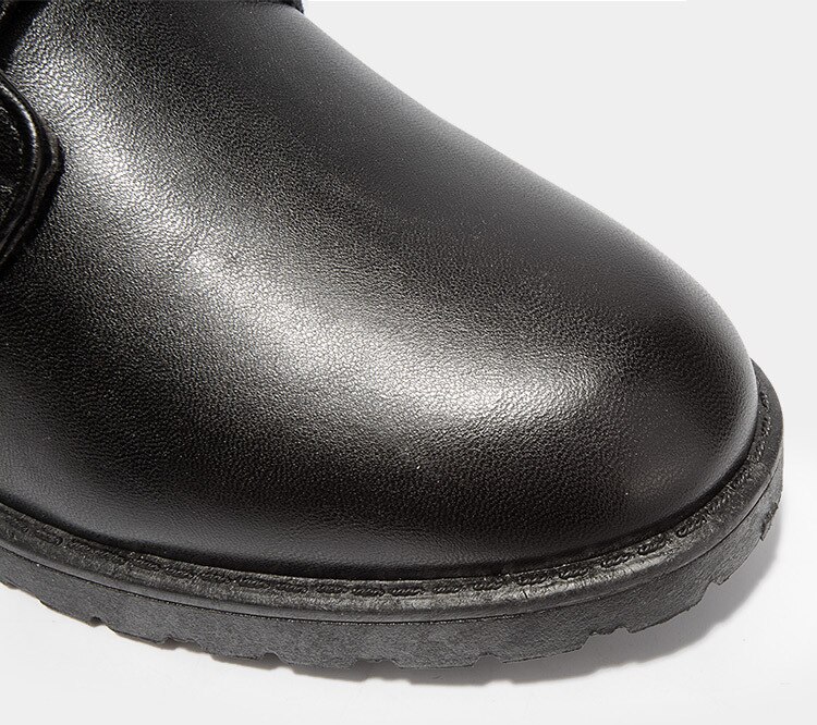 Winter stoere heren laarzen plat met bont motorlaarzen heren top metalen gesp veterschoenen halfhoge koppels 466