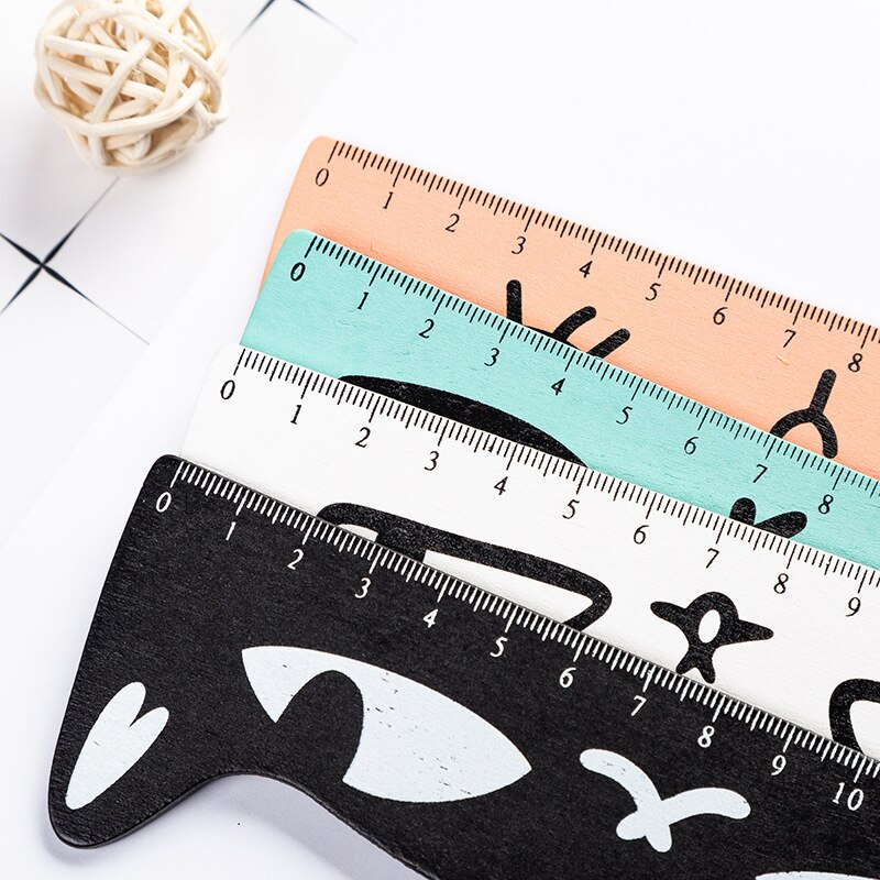 15cm Kawaii Cartoon Cat Wooden Ruler Parallel School Straight Ruler for Painting Drawing Korean Sdudent Office Stationery Tool