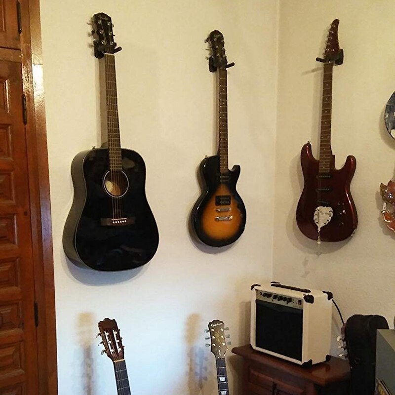 8 x guitar bøjle krog holder vægbeslag display akustisk guitar stativ ukulele bas mandolin banjo vægbeslag bøjler sort