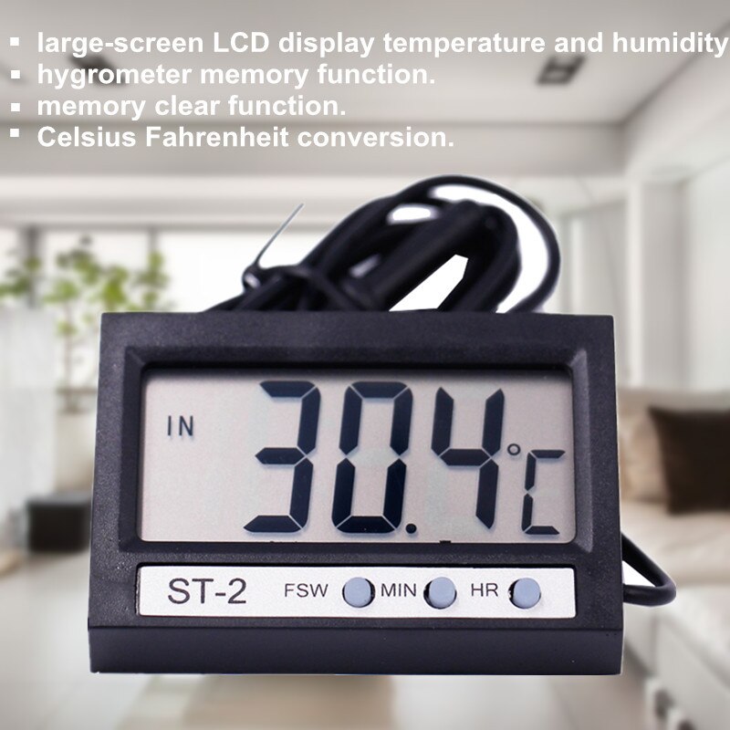 Temperature Humidity Gauge Indoor/Outdoor Digital LCD Thermometer Hygrometer Meter Wired External Sensor Tester 20% off