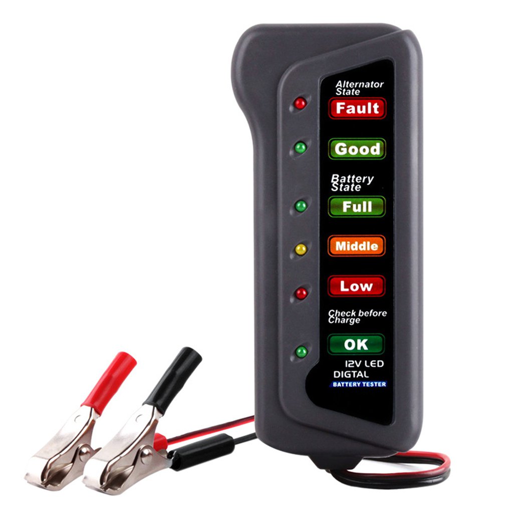 Probador de batería de coche, 12V, 6 luces LED, alternador Digital automático, probador de carga para coche y motocicleta, herramienta de diagnóstico automático