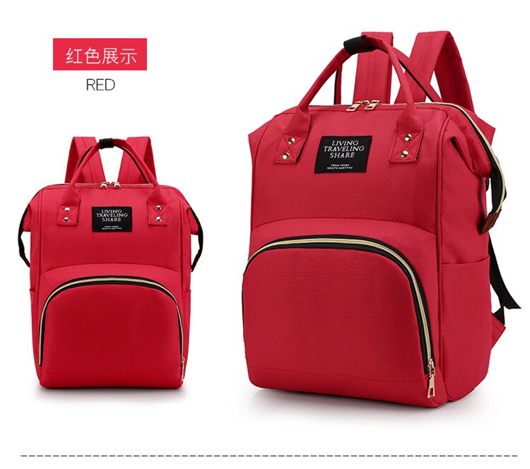 Stil store pusletaske i koreansk stil damerygsæk baby rejsetøj opbevaringstaske gravide kvinder rygsæk: Rød