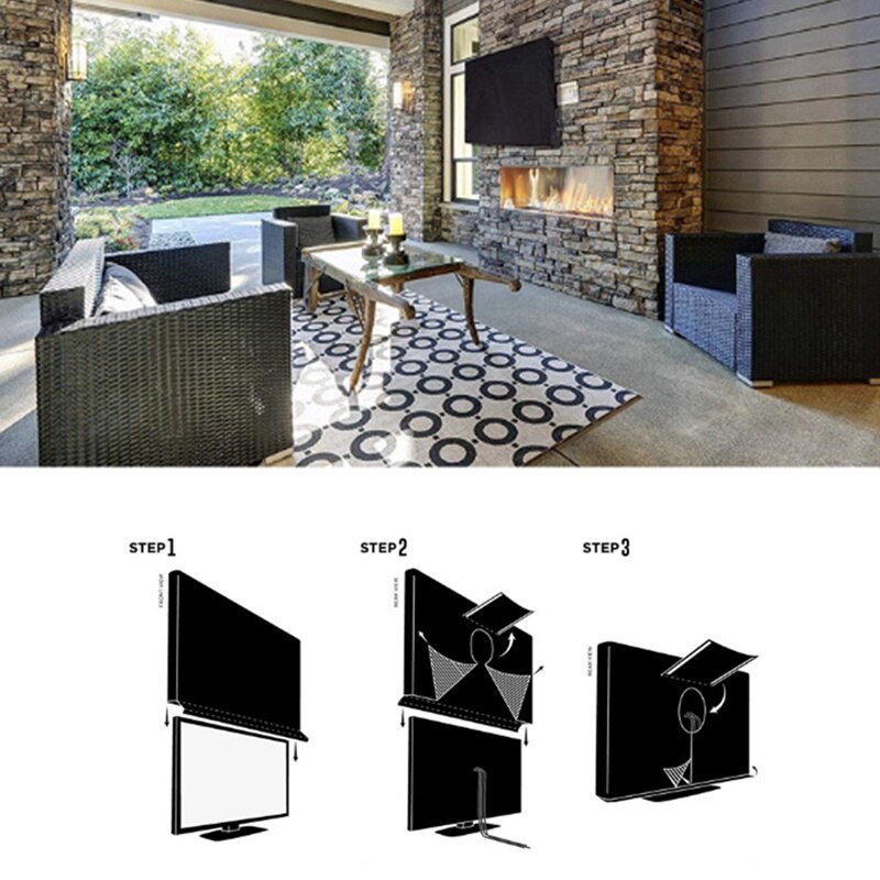 Outdoor TV Screen Dustproof Waterproof Cover Set Cover Oxford Black Television Case TV 40'' To 69''