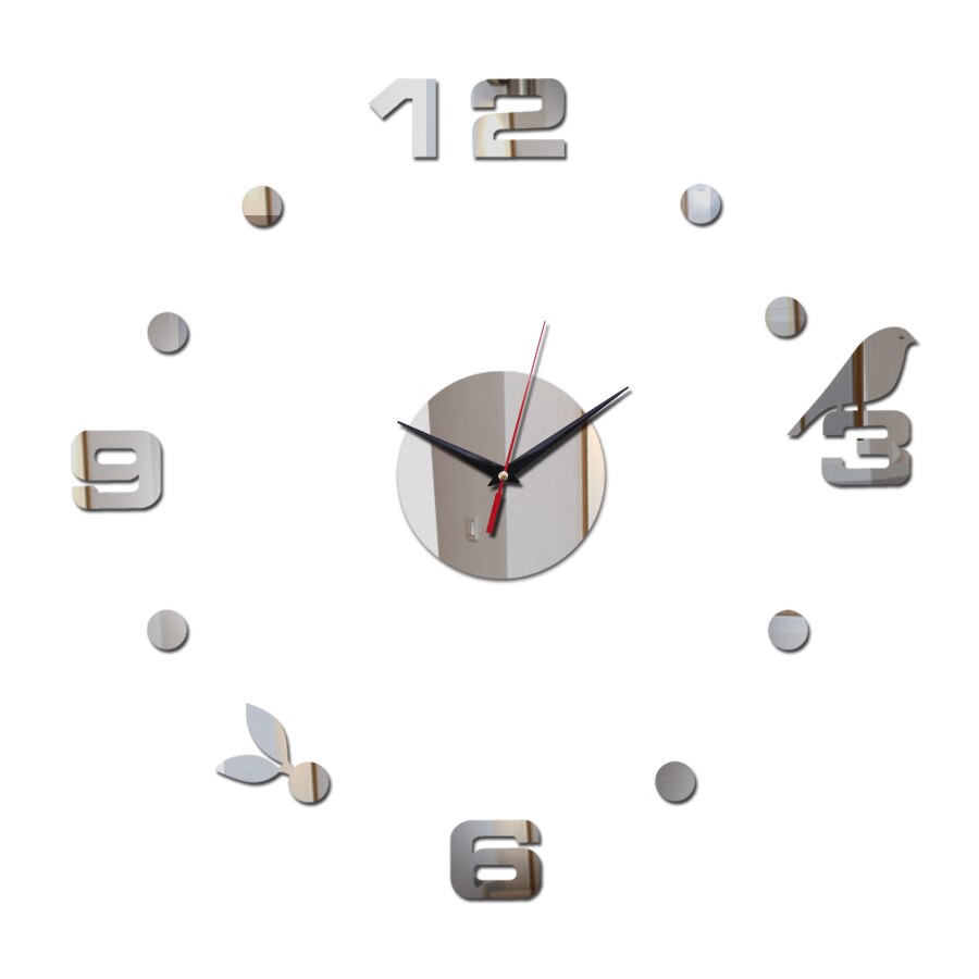 wall clock large decorative wall clocks home decor diy clocks living room reloj mural sticker: DIY-301 Silver