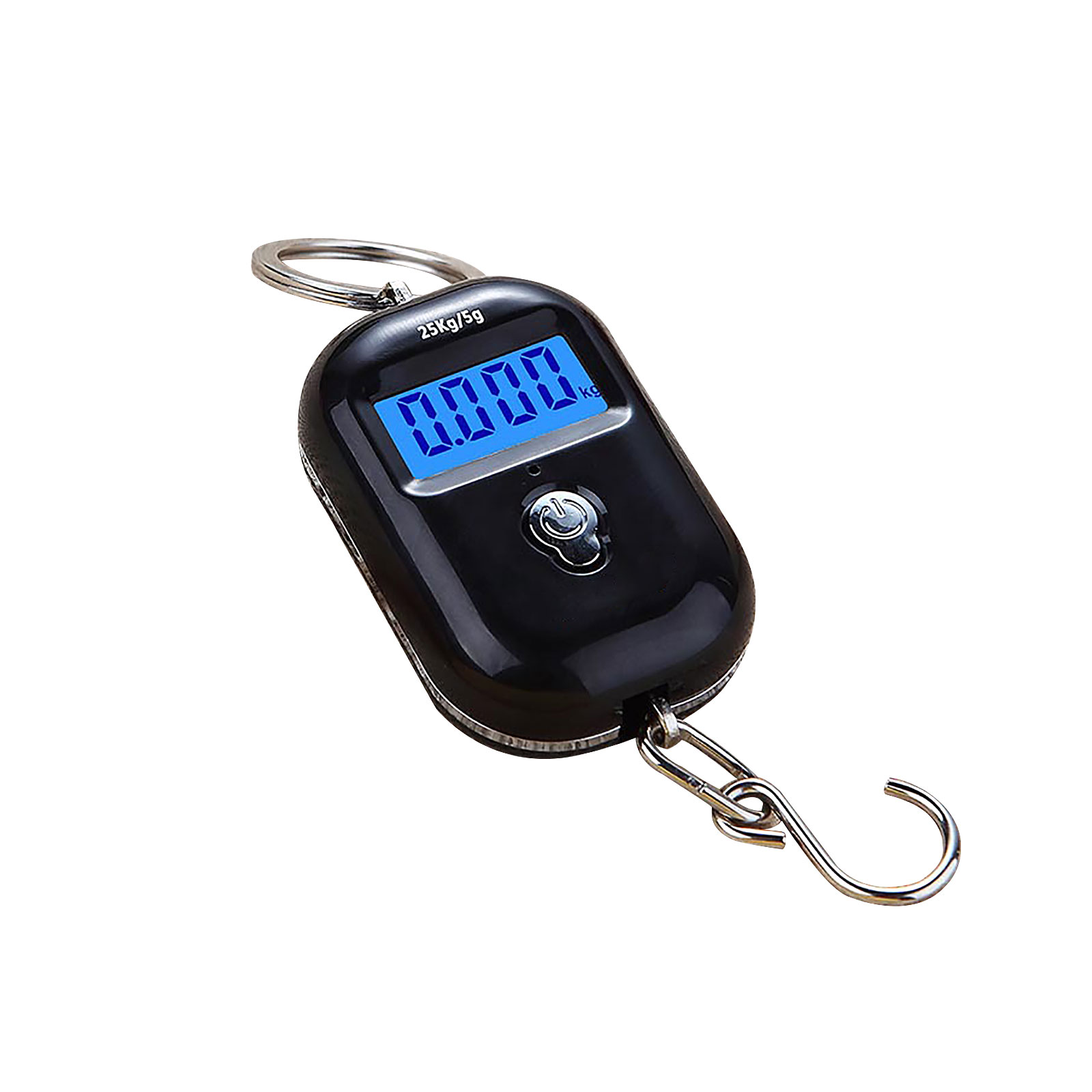 Hanging Scale Keychain Hook 25Kg 5g Travel Luggage With LCD Hanging Steelyard Household Supplies 1PC Mini Digital Scale: black