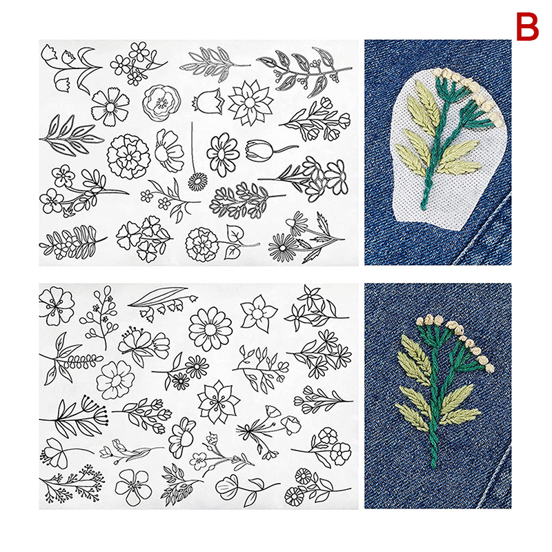 2pc Water Soluble Stabilizer Embroidery Stick And Stitch Embroidery Paper Tear Away Embroidery Stabilizers With Flower Patterns: Yellow
