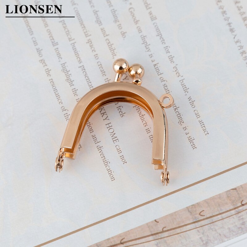 Lionsen 4cm Metal Coin Purse Bag Change Purse Frame Glossy Finished mini Kiss Clasp no hole Lock DIY Craft wallet accessaries: Light Gold