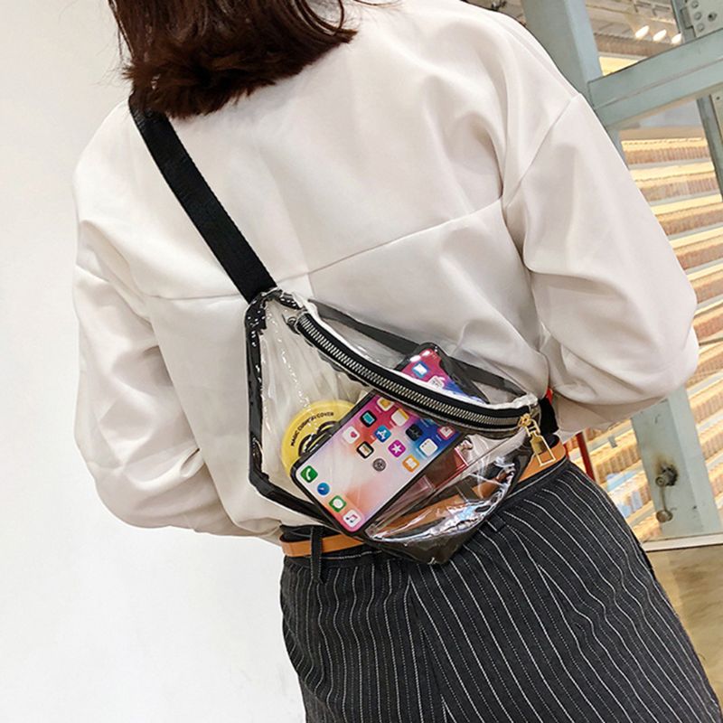 Vrouwen Transparante Heuptas Pvc Fanny Hip Pack Meisjes Lady Casual Telefoon Pouch Schouder Borst Portemonnee Riem bum Bag