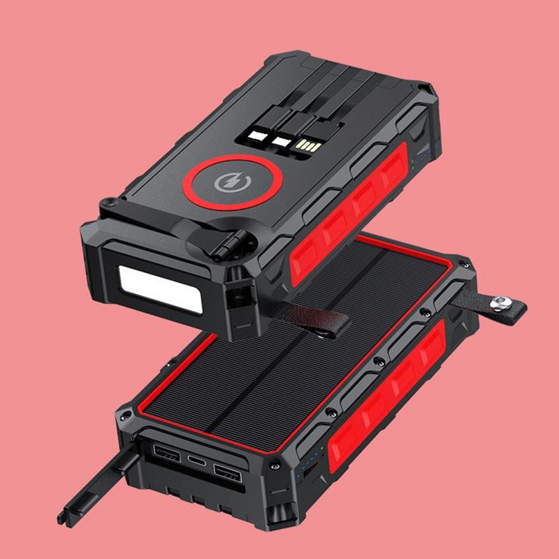 Banco de energía de batería Solar, Banco de batería de manivela con luz LED, función de alarma SOS integrada y brújula, Banco de energía impermeable