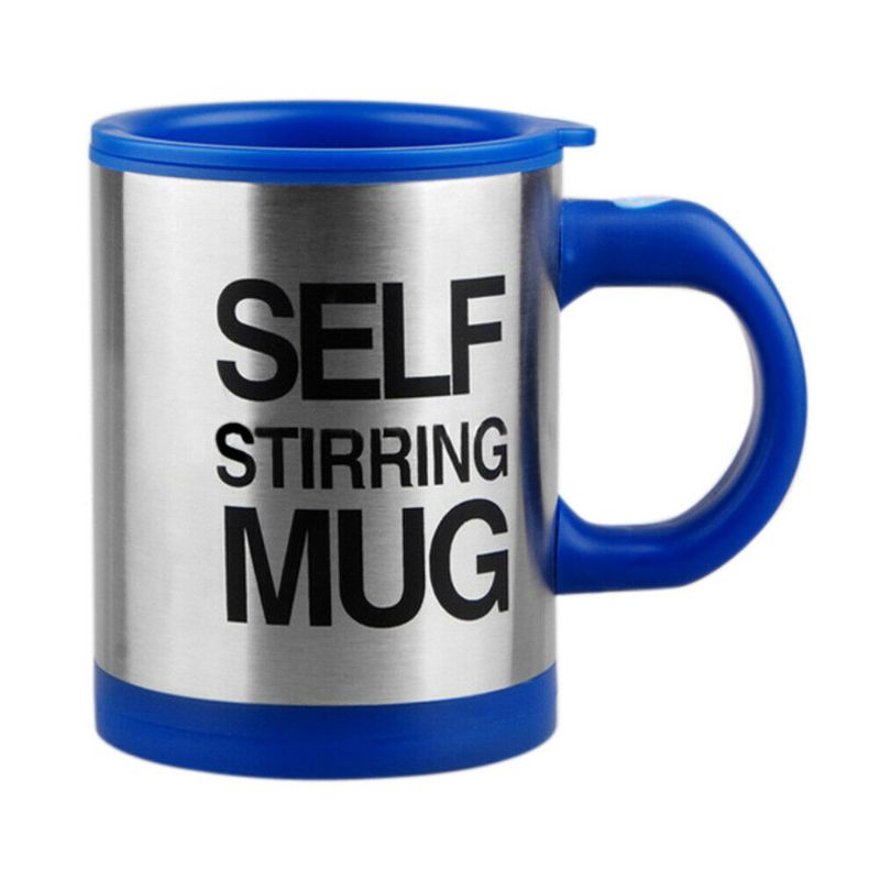 Electric Stainless Steel Auto Self Stirring Coffee Mug Magnetized Mixing Cup: blue