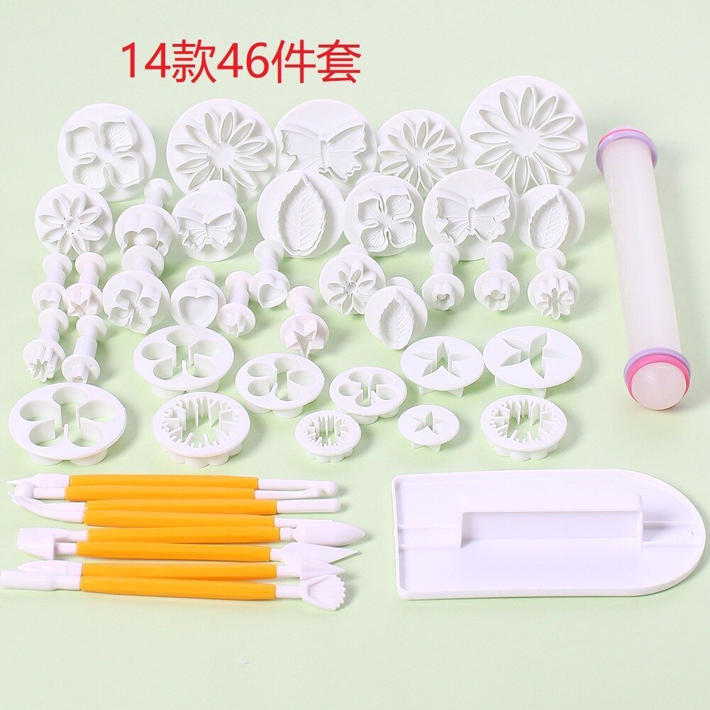 Bakken Gebak Gereedschap Set Fondant Cake Decorating Gereedschap Cookie Cutter Mold Bakken Gebak Deegrol Bakvormen Set: 14-46