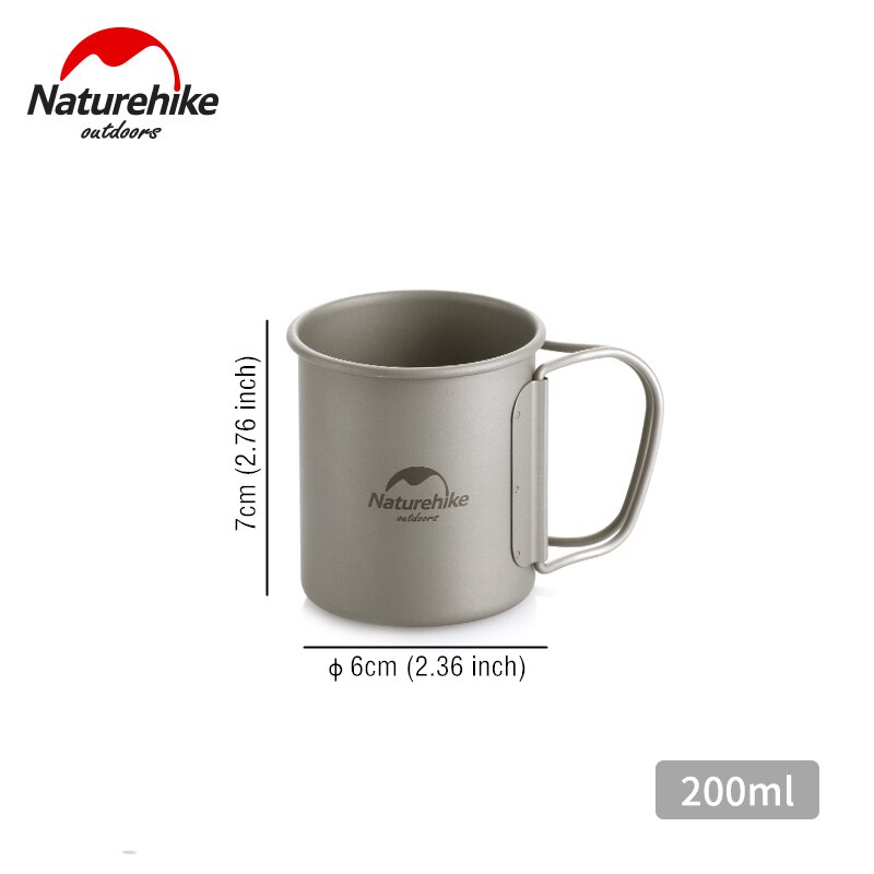 Naturehike Titan Tasse Camping Titan Schüssel draussen Geschirr Becher mit Faltbare Griff Tragbare Kochgeschirr für Wandern Picknick: Tasse - 200ml