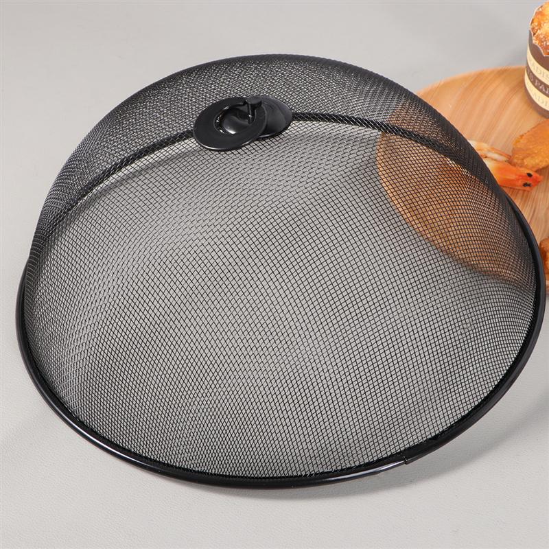 1Pc Plaat Cover Schotel Cover Mesh Cover Eettafel Ronde Stijl Anti Fly Mosquito Keuken Rvs Cover (zwart)