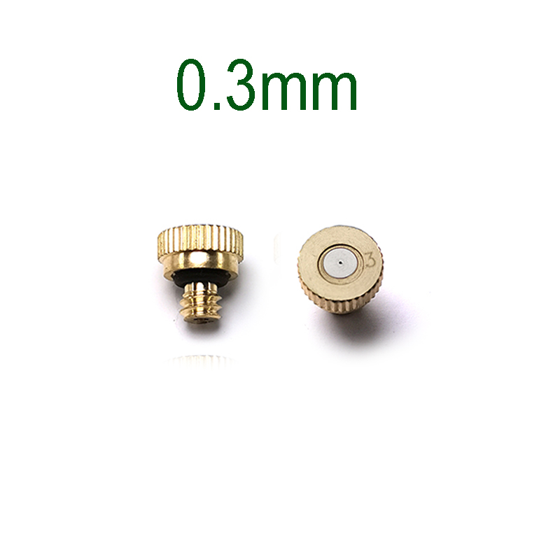 10 Stuks Schroefdraad Messing Verneveling Nozzle 0.1-0.8Mm Orifice Water Mister Onderdelen Fog Nozzle Voor Patio Vernevelaars outdoor Cooling: 0.3mm