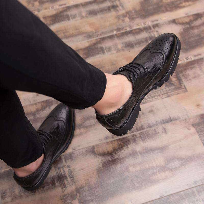 8/10CM Mens Hidden High Heel Shoes for Suit Oxfords Male Dress Shoes Man Leather Black Formal Shoe for Men Brogue Shoes