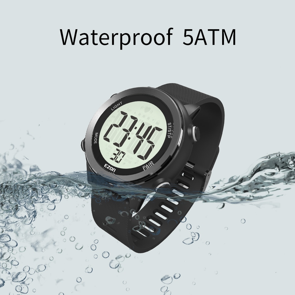 EZON-reloj deportivo inteligente T909C para correr, dispositivo con GPS, podómetro de Fitness, alarma de ritmo cardíaco óptico, cronógrafo, 5atm, resistente al agua, barra de progreso PM