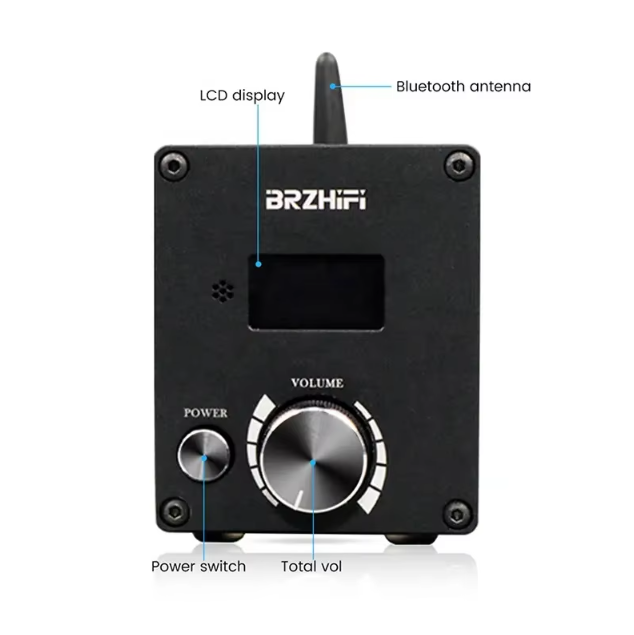 BRZHIFI C50 BT 5.0 Digital Power Amplifier 160W USB TF Card Player Mini Stereo 2 Channel Infineon MA12070