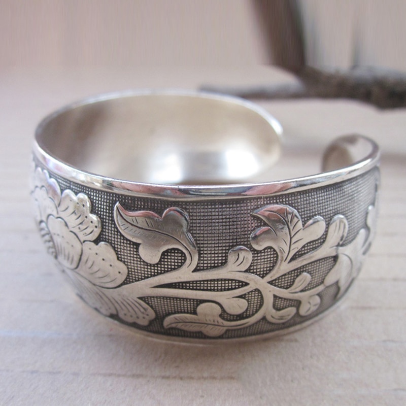 Braccialetti etnici Vintage ▾ in lega di zinco Boho gioielli argento antico intagliato dichiarazione bracciali larghi per accessori regalo donna