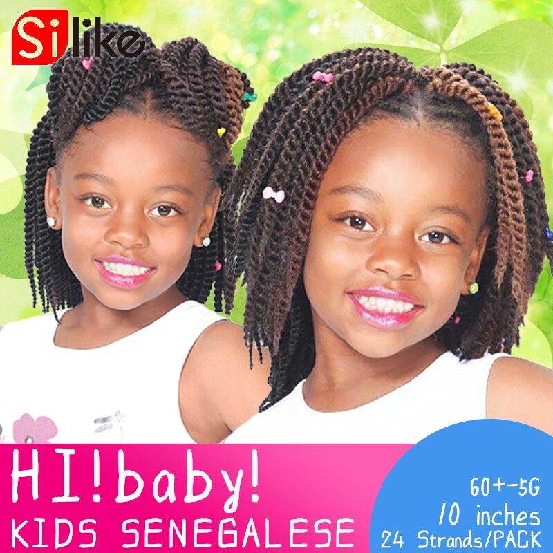 Synthetische Gehaakte Vlechten 24 Wortels Kids Senegalese Twist Haar 10 Inch Haak Twist Vlechten Haar Voor Kid Gehaakte Vlechten Haar