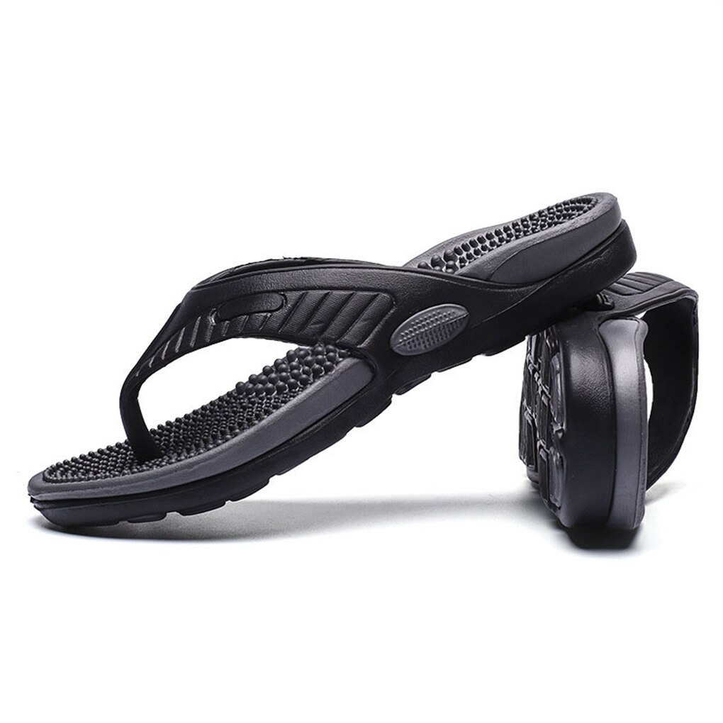 Summer Man Slippers Massaging Slides Anti-slip Flip Flops Sandals Shoes Indoor Outdoor Casual Comfortable Footwear: Black / 45