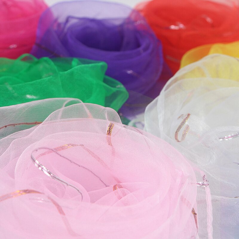 Pañuelos de baile de rendimiento de Kindergarten para niños, accesorios de pañuelo cuadrado para malabares de alambre dorado de Color caramelo brillante