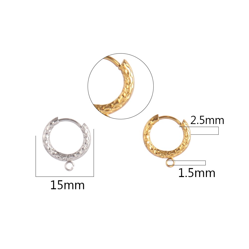 10 unids/lote de pendientes DIY de acero inoxidable 316L, Base de montaje para pendientes de aro para joyería DIY, suministros para fabricación de pendientes, accesorios: M / Beige