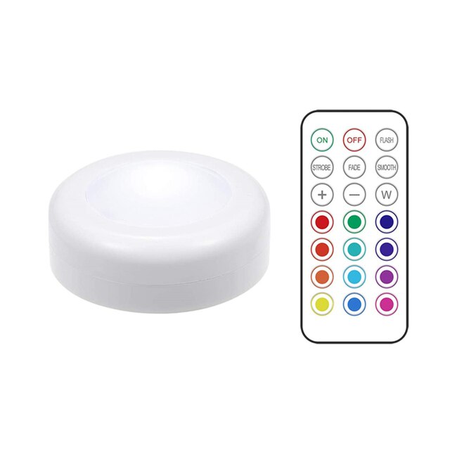 LED Puck Light Remote Control Dimmable Wireless Touch Sensor Battery Operated Portable Kitchen Hallway Closet Cabinet Night Lamp: 1 Lamp 1 Remote