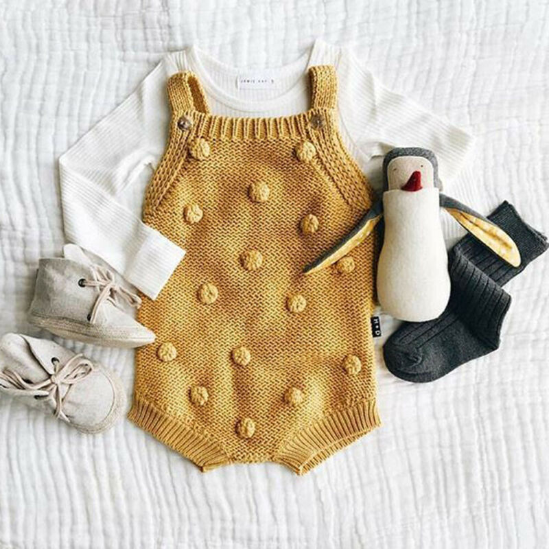 Infant Newborn Baby Boy Girl Rompers Solid 4 Colors Sleeveless Knit Jumpsuit Romper Cotton Clothes Outfit