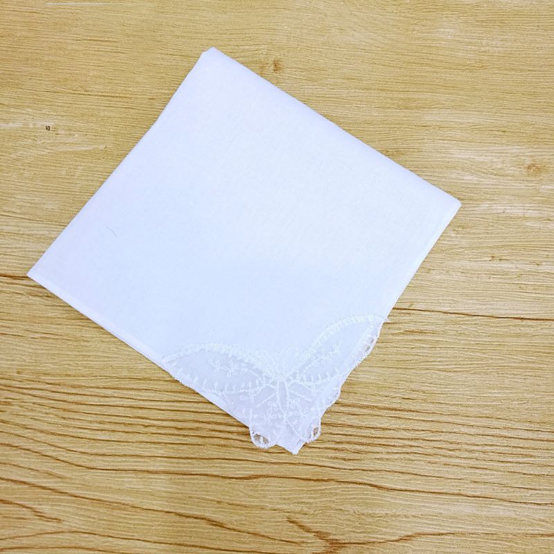 28 x 28cm kvinder almindelige hvide firkantede lommetørklæder hæklet sommerfugl blonde hjørne brude bryllup diy bomuld serviet lomme hanky håndklæde