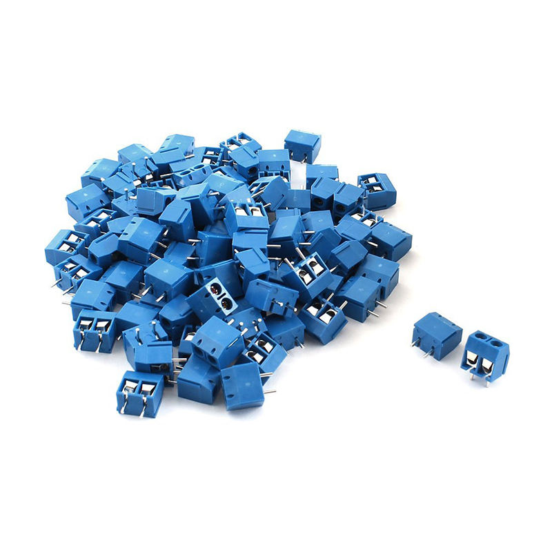 HHO-100pcs 2P Plug-In Schroef Blokaansluiting 5.08 Mm Pitch Blauw