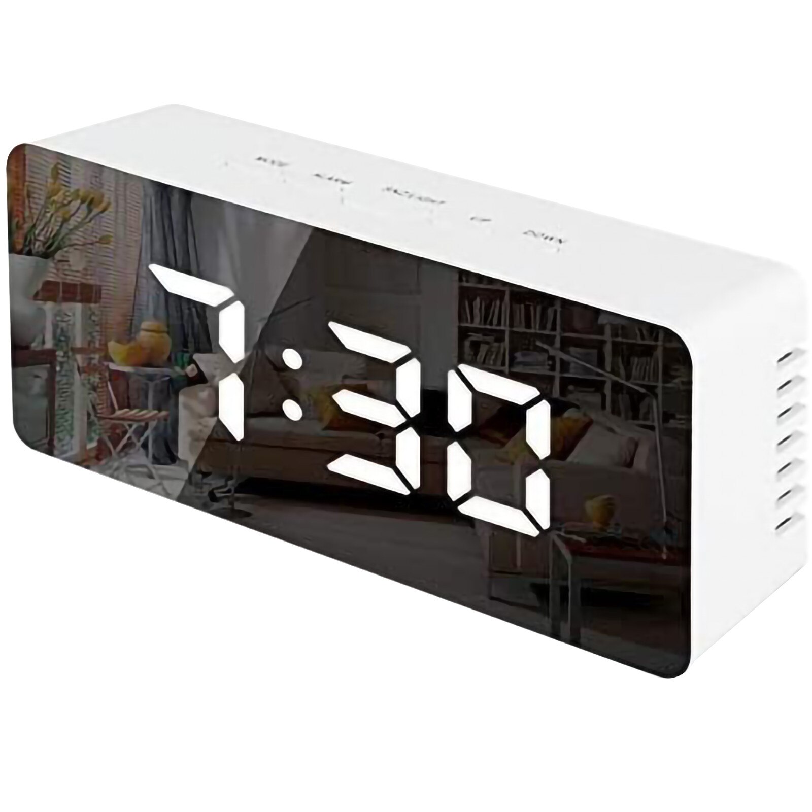 Termómetro de reloj de despertador con efecto espejo y luz LED, pantalla Digital, temperatura regulable por USB, modo nocturno, función de memoria de luz, Reloj de escritorio