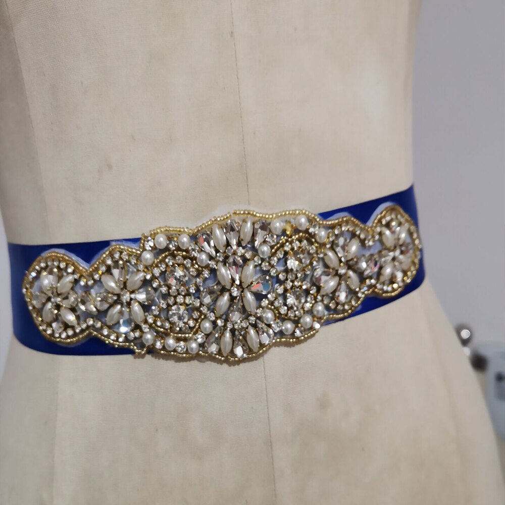 Removeable Crystal Kralen Belt Prom Jurk Sash Lint Wedding Party Gown Afneembare Tailleband Prom Jurk Lint