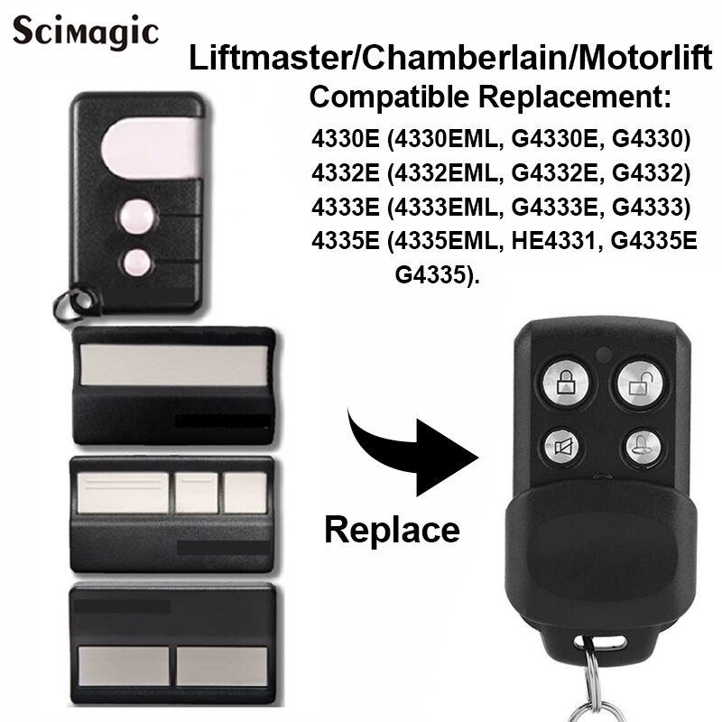 Fixed Code Liftmaster Chamberlain Motorlift 433.92MHz Compatible Remote Control Garage Door Opener 433MHZ Remote Door Control