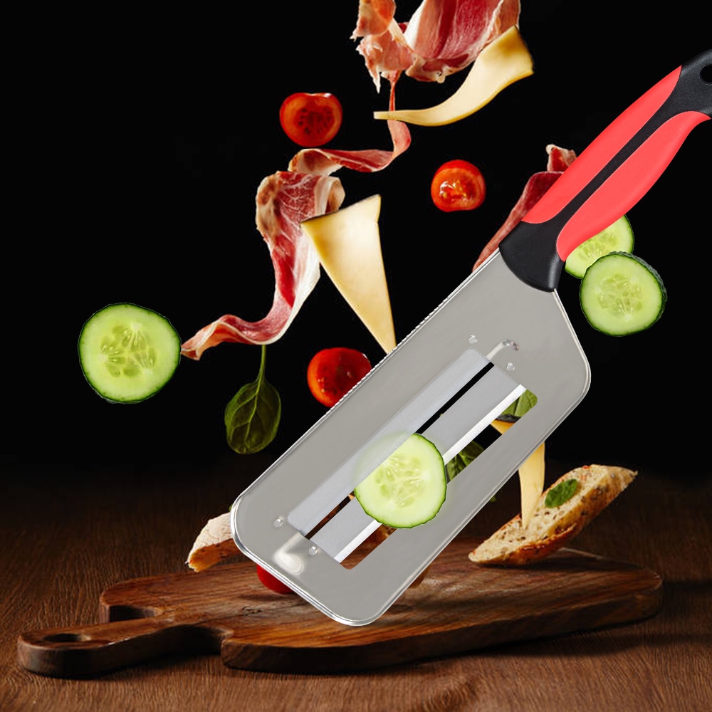 Vegetable Slicer Knife Double 2 Slice Blade Slicing Knife Fish Scale Cleaner Knives Cabbage Cucumber Carrot Onion Slicer Peeler