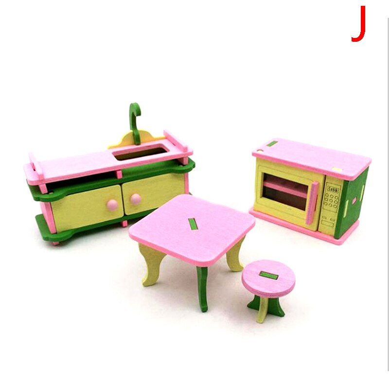 1:12 Dollhouse Miniature Furniture Wooden Bathroom Bedroom Restaurant Set For Dollhouse Decals: J