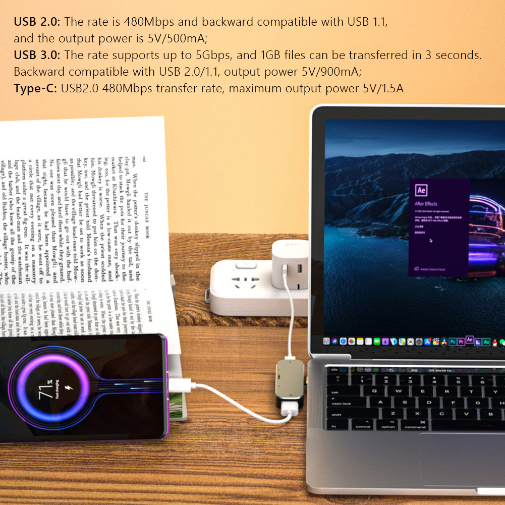 Type C Hub Docking Station 3.55Mm Jack PD100W Laptop Power USB3.0 USB3.1 Hdmi Hub Usb 3.0 Extender Computer Laptop splitter