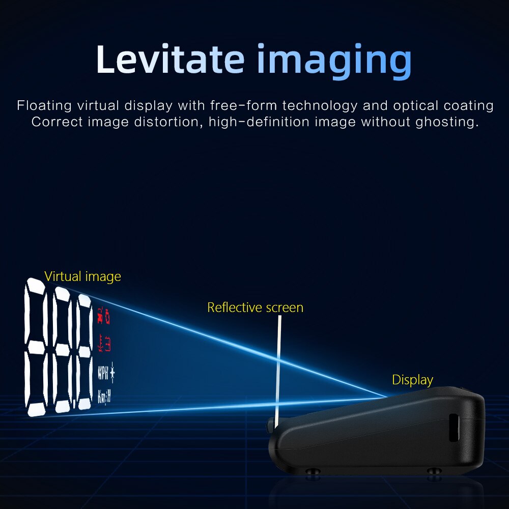 C100 OBD2 HUD Mirror Car Universal LED Head Up Display Digital Speedometer Warning Security Alarm Dashboard Projector 3 Inch