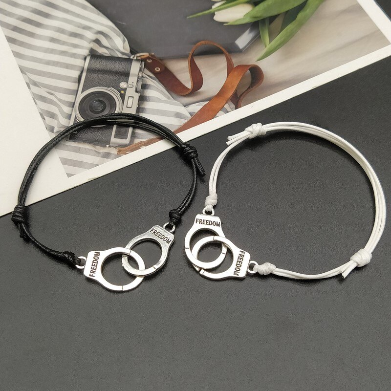 2 pcs Handcuff Bracelet Set BBF Adjustable Rope Bracelet for Women Men Friendship Couple Bracelets Matching Bracelets: E