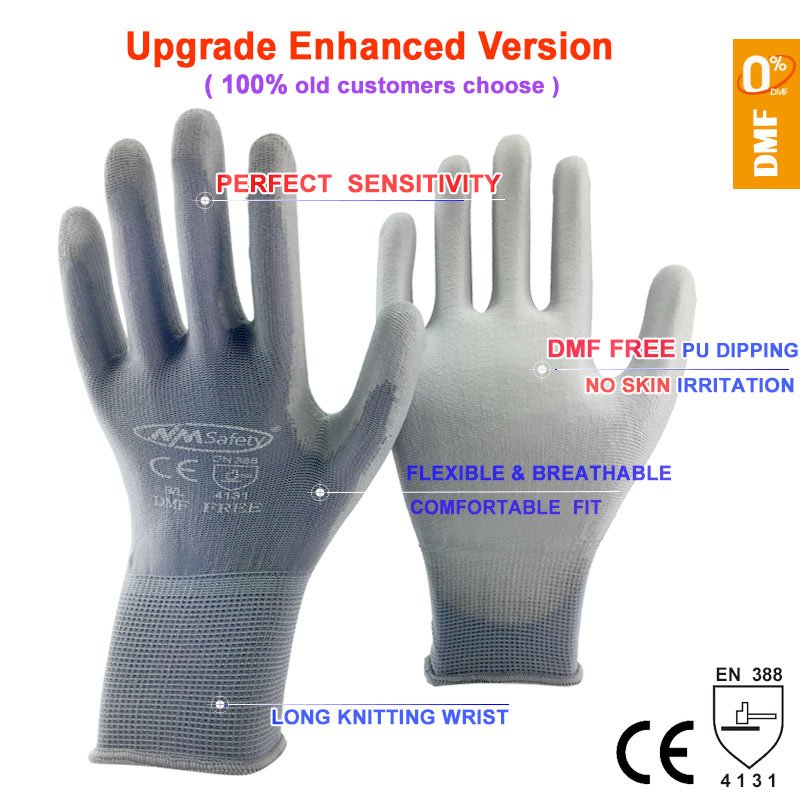 24 Pieces/12 Pairs Safety Mechanic Work Gloves Coated PU Nitrile Rubber Palm Knitted Nylon Gardening Gloves Man Shooting
