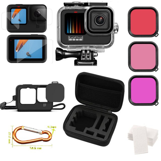 Custodia impermeabile 60M per GoPro Hero 10 9 custodia protettiva subacquea nera per immersioni subacquee per accessori Go Pro 9: GB-04