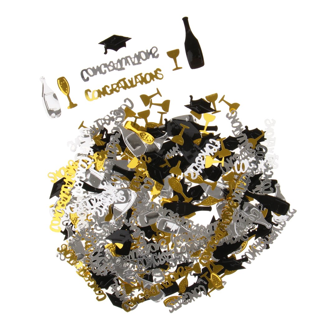 Metallisk grattis champagne glas bord konfetti skola grad part dekor