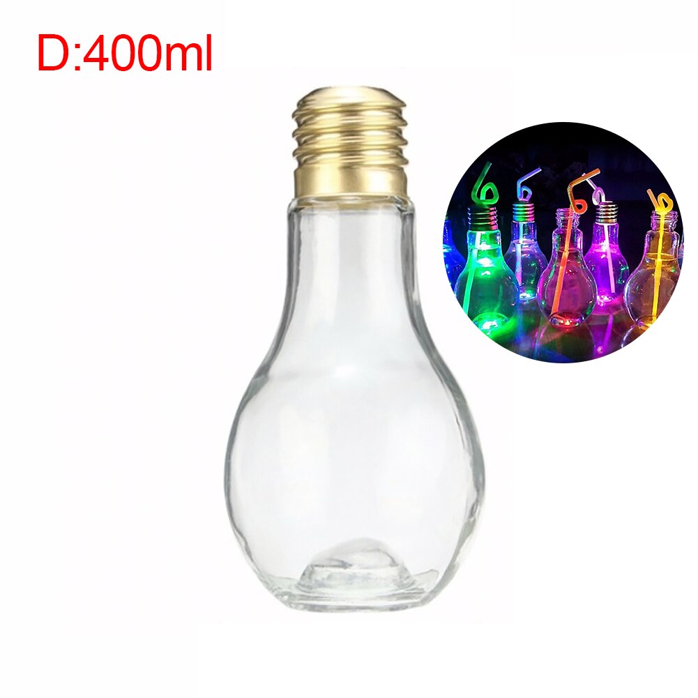 Zomer Lamp Water Fles Glas Innovatieve Drinken Sap Melk Flessen Lekvrije Drank Licht Lamp Voor Thuis Diy Drinken decoratie: 400ml with Light