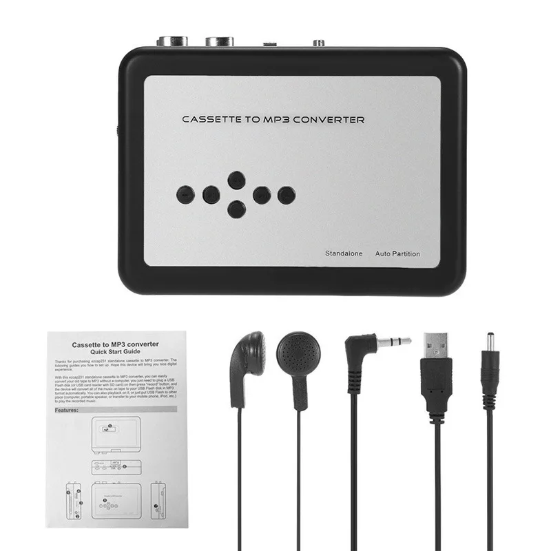 Usb cassette tape, music audio player to  mp3- converter, usb cassette player, capture recorder to usb flash drive, no pc required: Default Title