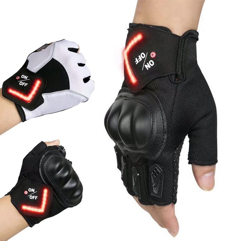 draussen Radfahren LED Blinker Handschuhe Mountainbike Kurze Finger Handschuhe Halb Finger Handschuhe