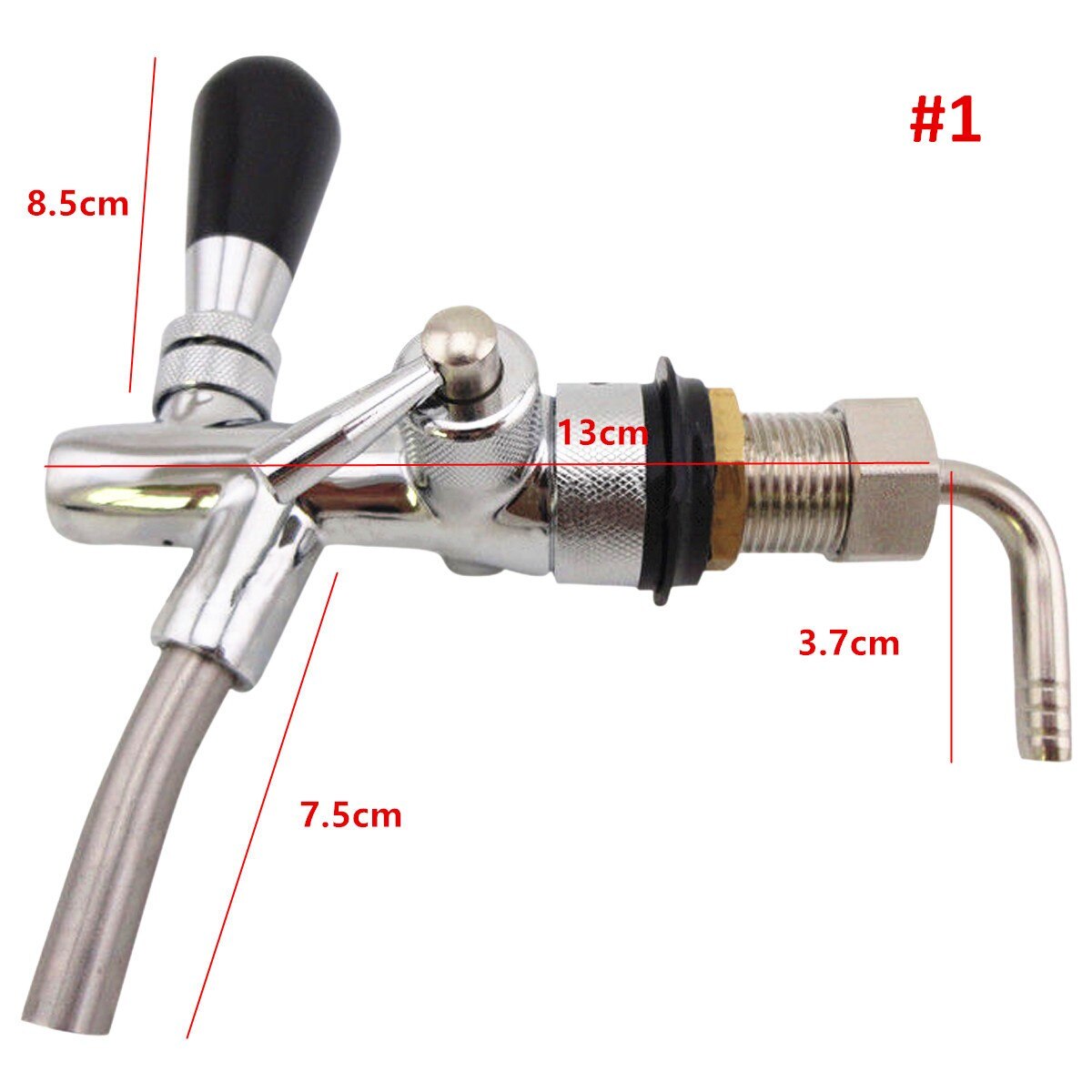 Adjustable G5/8 Draft Beer Faucet with Flow Controller Draft Shank Tap Chrome Plating for Keg Tap Homebrew Beer Wine Dispenser