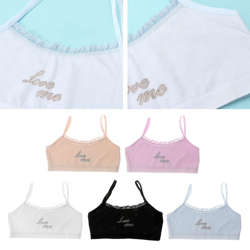 Unge piger bomuld camisoles pige undertøj trykning blonder vest top til teenagere træning camisole