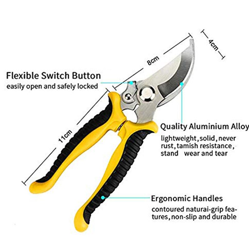 5 Piece Garden Tools Set Including Transplanting Spade, Trowel, Cultivator, Pruner and Gardening Gloves, Gardening Tools Kit wit